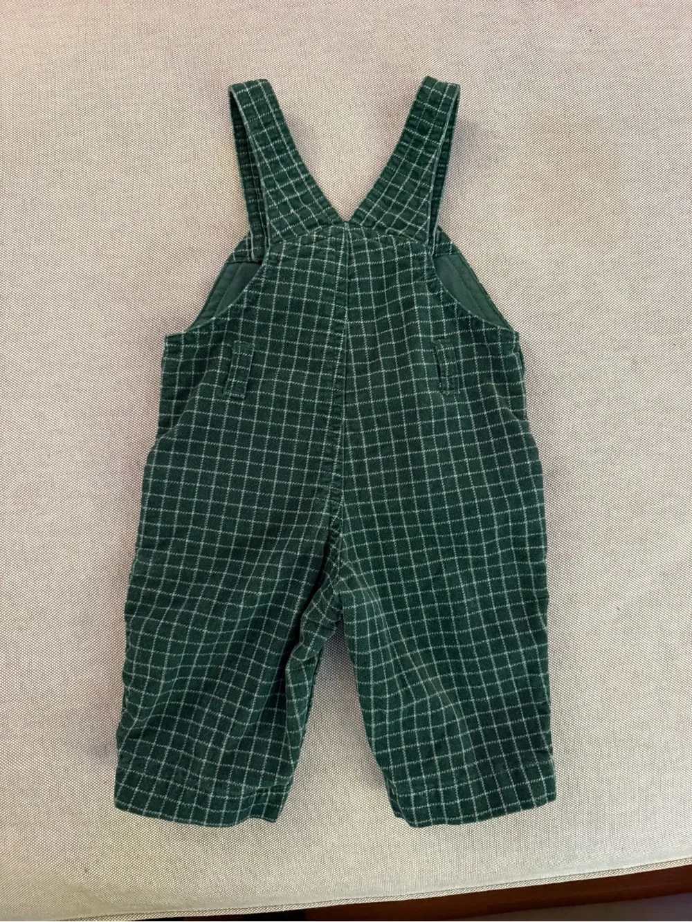 90s Green Plaid Corduroy Overalls for Baby